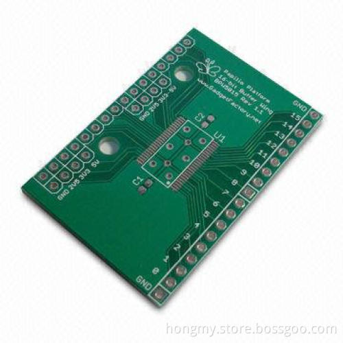 Two-layer PCB with Green Solder Mask and Gold Plating